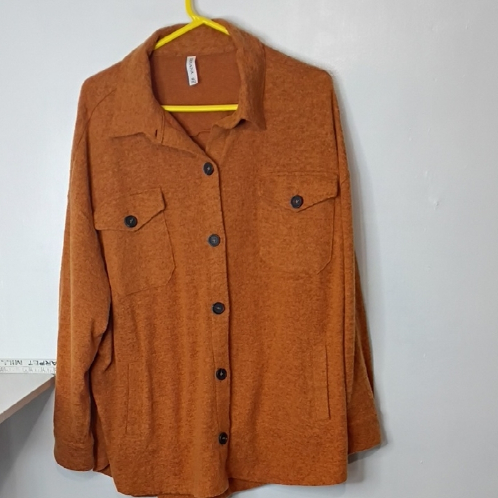 Zenena Women’s XL Jacket Cost  Rustic Orange Jacket Button-Up  Pockets - Picture 2 of 14